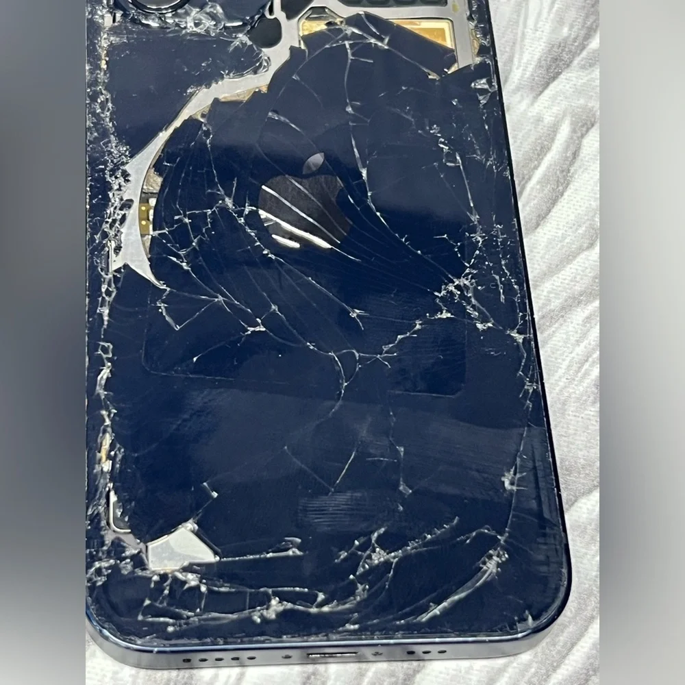 For Parts As-Is Apple iPhone 12 A2172 128GB Black - Broken Screen And Back